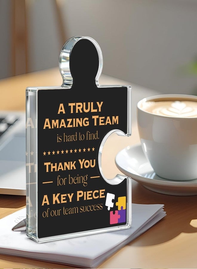 Yigaue هدايا تقديرية للفرق، هدايا شكر وتقدير لزملاء العمل والموظفين، هدية للعمل الجماعي، أفضل فريق على الإطلاق، من الصعب إيجاد فريق رائع حقًا، لوحة أكريليك على شكل قطعة أحجية لتزيين المكتب، أسود - Image 4