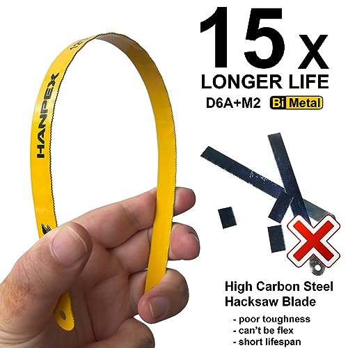Hanpex 12in. High-Tension Hacksaw Frame with 24 TPI Bi-metal HSS Blade, Hand Saw Suitable for Metal, wood, PVC, Carpentry - Image 2