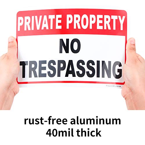 Enjoyist 3 Pack Private Property No Trespassing Sign 10"x 7" .04" Aluminum Reflective Sign Rust Free Aluminum-UV Protected and Weatherproof - Image 3