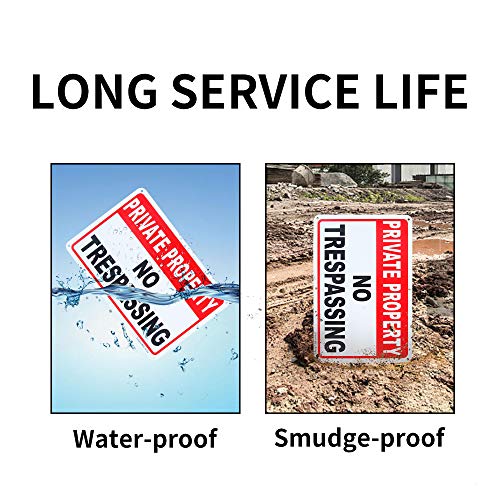 Enjoyist 3 Pack Private Property No Trespassing Sign 10"x 7" .04" Aluminum Reflective Sign Rust Free Aluminum-UV Protected and Weatherproof - Image 4