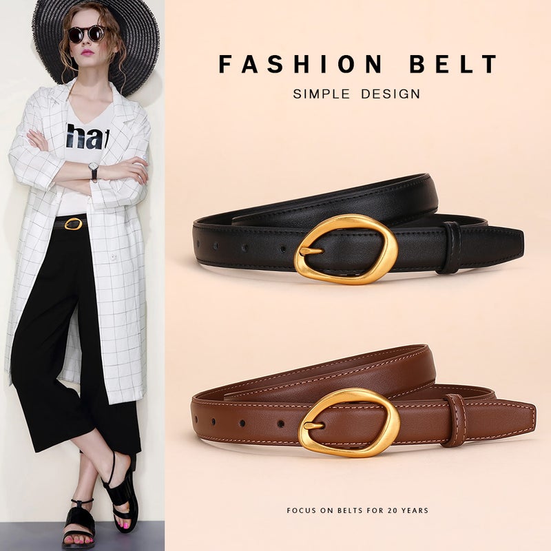 Women's Genuine Leather Belt with Pin Buckle - Image 1