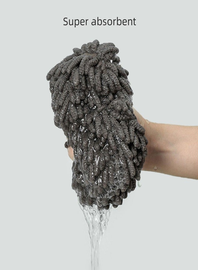 yaocoral 3 Pack Double-Sided Cute Animal Chenille Hand Towels,Quick Dry Fuzzy Hanging Kitchen Bathroom Hand Towels with Loops(Grey) - Image 3