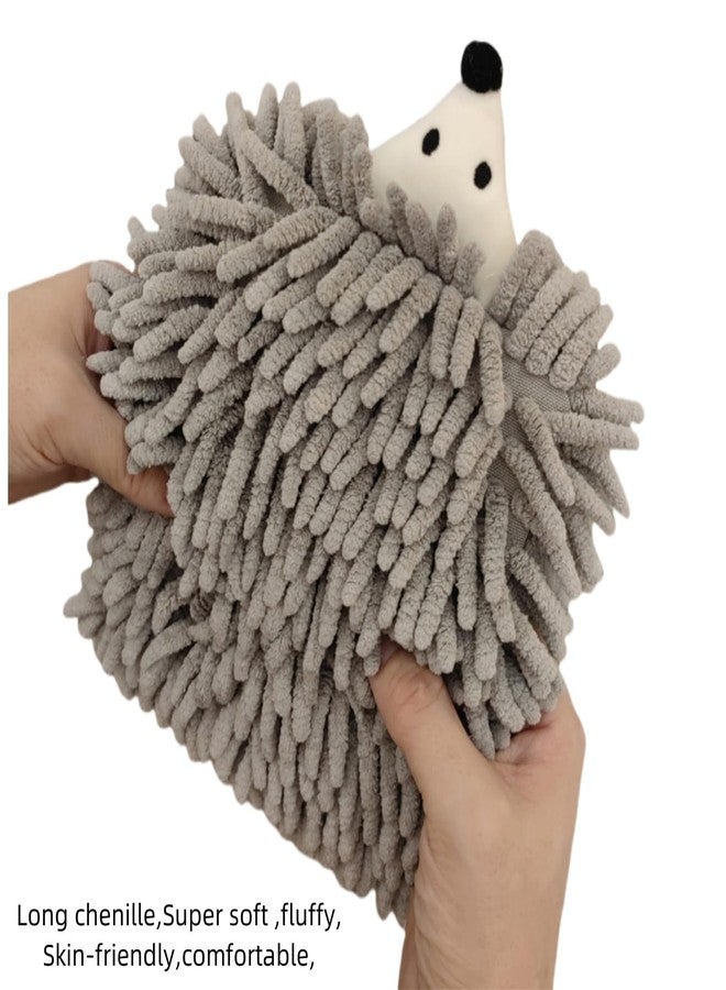 yaocoral 3 Pack Double-Sided Cute Animal Chenille Hand Towels,Quick Dry Fuzzy Hanging Kitchen Bathroom Hand Towels with Loops(Grey) - Image 2