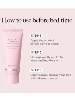 elishacoy Moist Up Collagen Sleeping Face Mask Skincare, Hydrating, brightening Sleep Mask for Overnight Face Cream with Vitamin E, Korean Face Masks for Skin care, Anti Aging Moisture 50ML  - Image 5