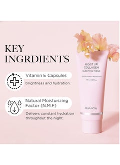 elishacoy Moist Up Collagen Sleeping Face Mask Skincare, Hydrating, brightening Sleep Mask for Overnight Face Cream with Vitamin E, Korean Face Masks for Skin care, Anti Aging Moisture 50ML  - Image 2
