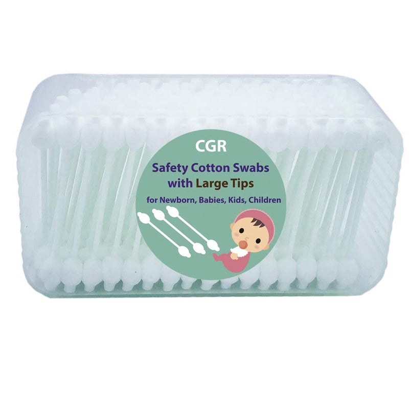 CGR 400pcs CGR Baby Safety Cotton Swabs with Large Tips for Newborn, Babies, Kids, Children, 100% Organic Cotton, White Paper Sticks, 5 Pack of 80 Swabs Total(2 Boxes and 3 Bags) - Image 5