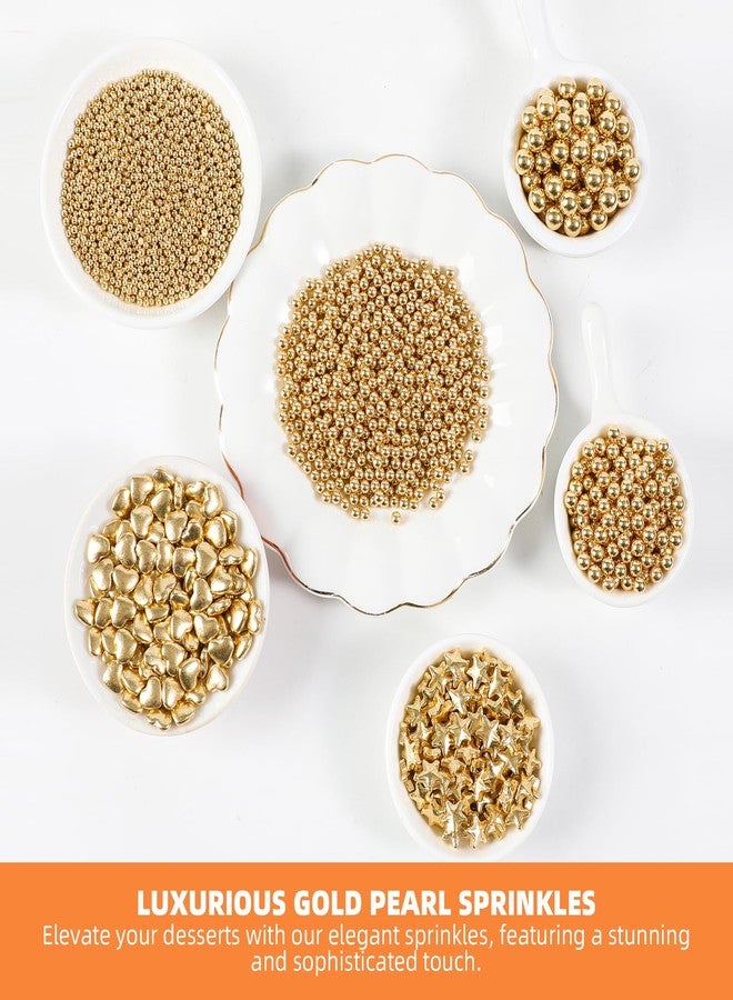 Kasvan Gold Pearl Sugar Sprinkles, 6 Sizes Mix for Cake Decorating, 230g/8.1oz, Ice Cream Toppings and Cookie Decorating, Wedding Party Chirstmas Supplies (Gold) - Image 2
