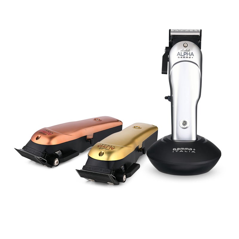 GAMMA+ Absolute Alpha Professional Modular USB Cordless Clipper with 5 Dub Magnetic Guards, Matte Silver, Rose Gold, and Gold - Image 3