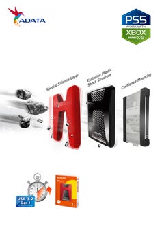 ADATA HD650 DURABLE 1TB External HDD | Anti-Shock Hard Drive | Compatible with PS5 XBOX | Red  - Image 3