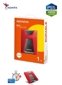 ADATA HD650 DURABLE 1TB External HDD | Anti-Shock Hard Drive | Compatible with PS5 XBOX | Red  - Image 2
