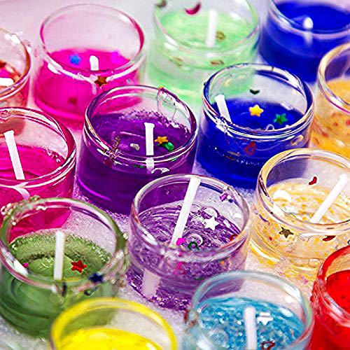 Oramsa Small Multicolour Smokeless Decorated Mini Cute Little Glass Jelly Gel Candles for Home Decor Diwali Decoration,Spa,Birthdays Party,Festivals Pack of 6 - Image 1