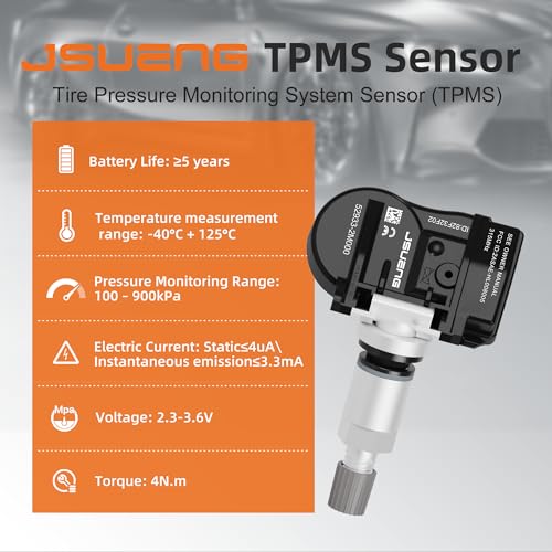Jsueng حساس TPMS، مجموعة 4 حساسات ضغط الإطارات تناسب هيونداي سوناتا سانتا في أكسنت، كيا أوبتيما سول فورت، نظام مراقبة ضغط الإطارات 315MHz يحل محل#52933-2L500 52933-2M000 52933-2M550 52933-3N000 - Image 3