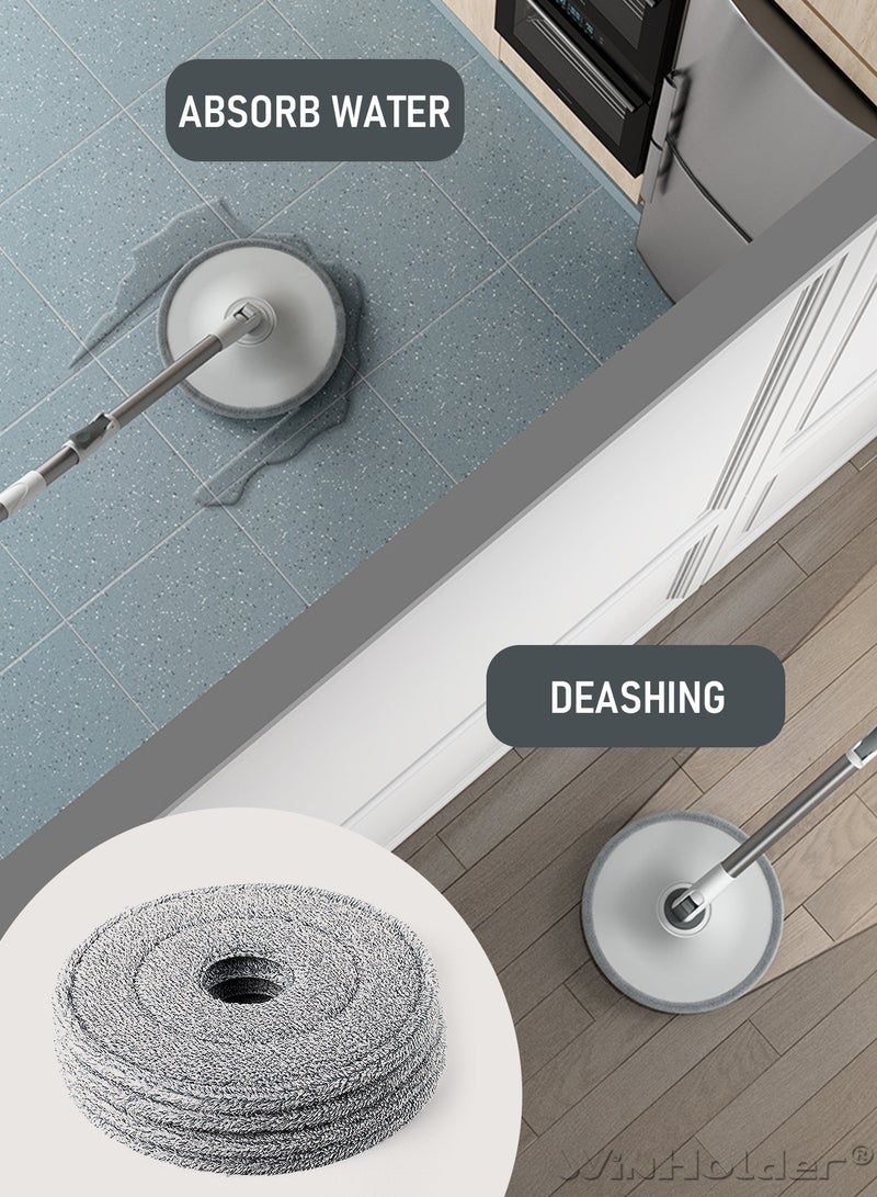 وين هولدر قطعة قماش بديلة للممسحة، 4 قطع مستديرة، ممسحة تنظيف منزلية رطبة وجافة، ممسحة تنظيف دائرية بديلة، ممسحة قطنية بديلة لرؤوس الممسحة للأرضيات المسطحة - Image 5