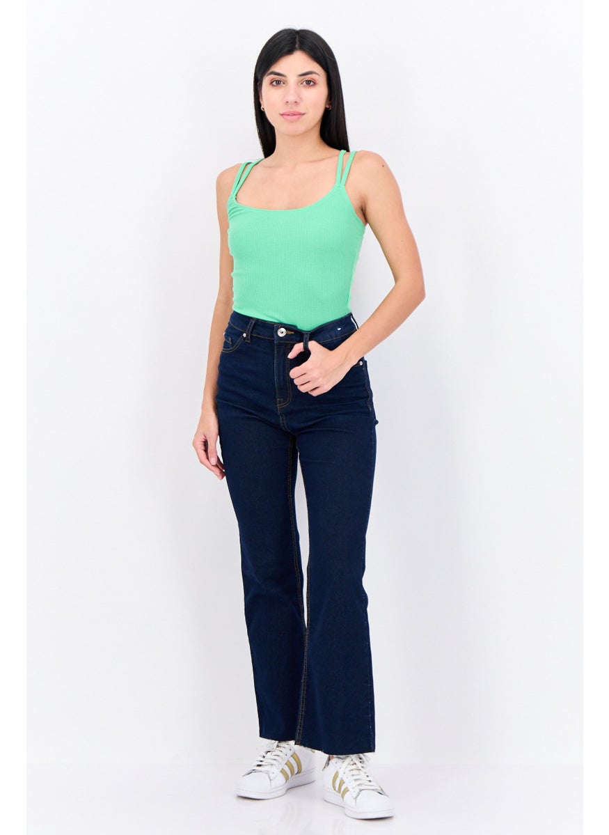 Lefties Women Textured Sleeveless Bodysuit, Green  - Image 4