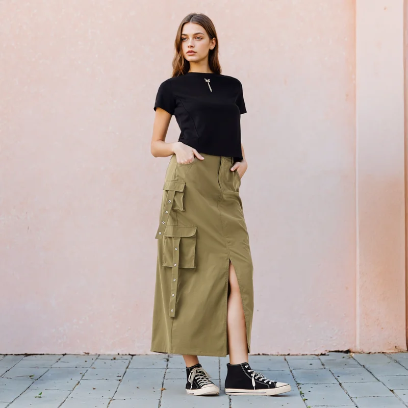 2Xtremz 2Xtremz Utility Cargo Maxi Skirt with Slit and Pockets