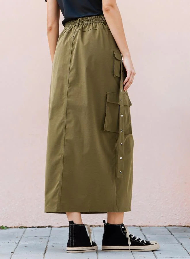 2Xtremz 2Xtremz Utility Cargo Maxi Skirt with Slit and Pockets