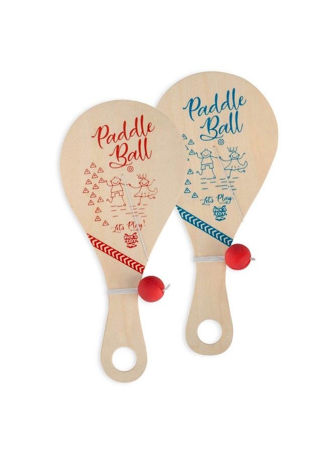Pick A Toy - Wooden Paddle Ball Toy(Set Of 2) With Green Carry Bag Indoor Outdoor Toy: Fun And Classic Paddleball Game For Boys And Girls Party Favor Toys Ages 4+ - Image 1