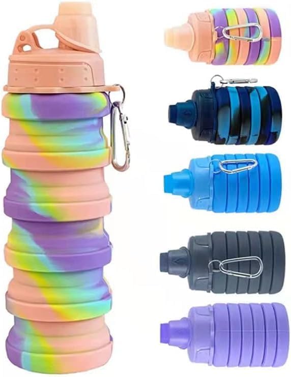 KP2 KP2 Collapsible Water Bottle Travel Water Bottle Portable Hiking Water Bottle with Leak proof Twist Cap 500ML Reusable BPA Free Silicone Water Bottles Pack of 1 - Image 1