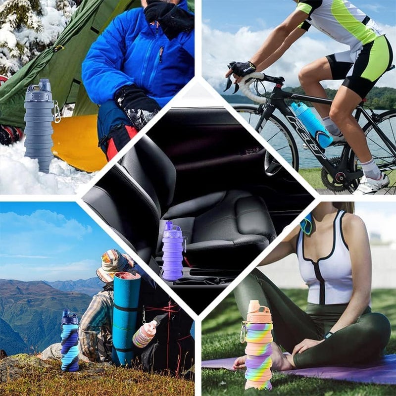 KP2 KP2 Collapsible Water Bottle Travel Water Bottle Portable Hiking Water Bottle with Leak proof Twist Cap 500ML Reusable BPA Free Silicone Water Bottles Pack of 1 - Image 3
