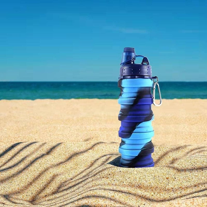 KP2 KP2 Collapsible Water Bottle Travel Water Bottle Portable Hiking Water Bottle with Leak proof Twist Cap 500ML Reusable BPA Free Silicone Water Bottles Pack of 1 - Image 4