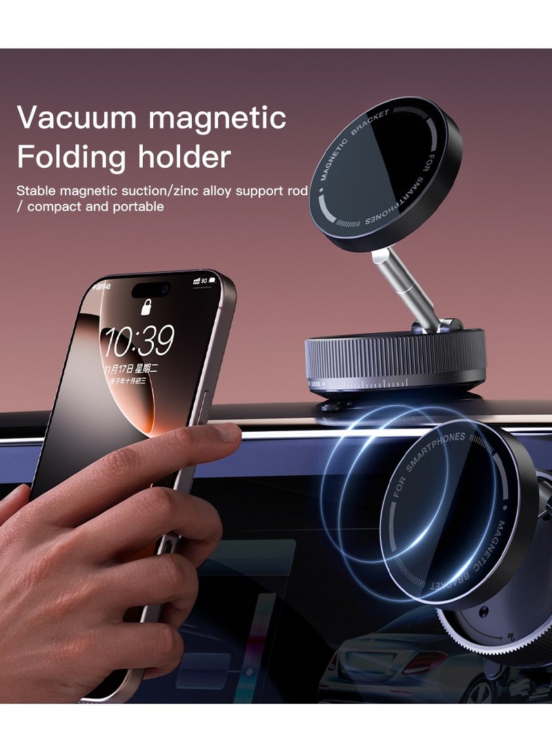 حامل هاتف سيارة مغناطيسي بالشفط القوي｜4 طبقات مغناطيس + سبائك زنك قابلة للتعديل 3 محاور｜66مم محمول قابل للطي｜متوافق مع جميع السيارات｜يشمل لوحة نانو (أبيض) - Image 2