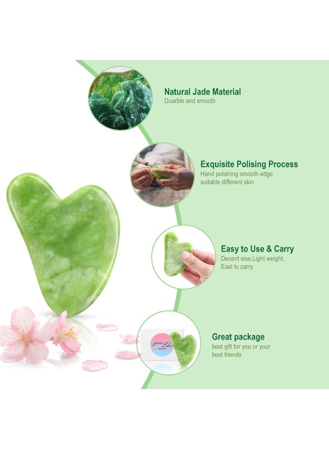 Natural Jade Stone Facial Massager Tool - Gua Sha for Skin Care, Improve Blood Circulation, Tighten Skin, Reduce Puffiness and Fine Lines - Perfect Face and Neck Massager Tool - Image 2