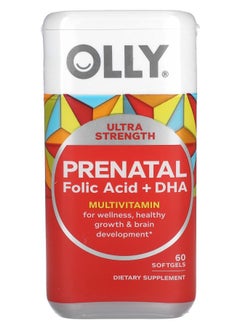 OLLY Prenatal Folic Acid + DHA  60 Softgels 