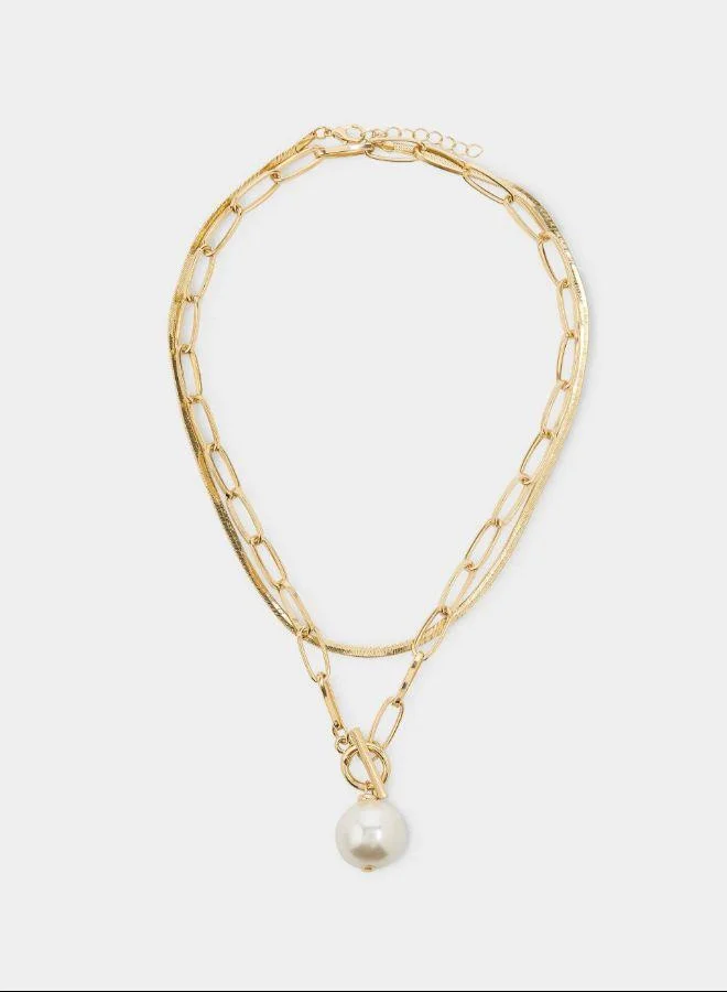 بارفوا مجموعة من القلائد القصيرة مع قلادة لؤلؤية بيضاء