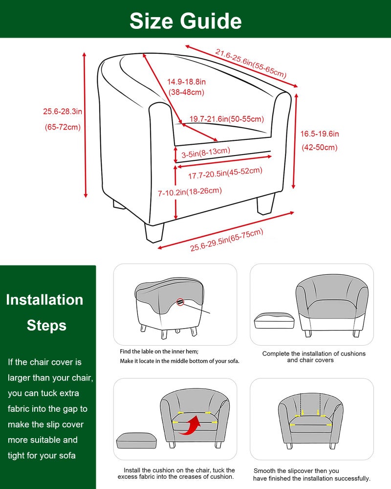 CRFATOP 2 Piece Club Chair Slipcover Stretch Barrel Chair Covers Solid Tub Chair Slipcovers Soft Armchair Covers Removable Furniture Protector Arm Chair Cover for Living Room,Green - Image 2