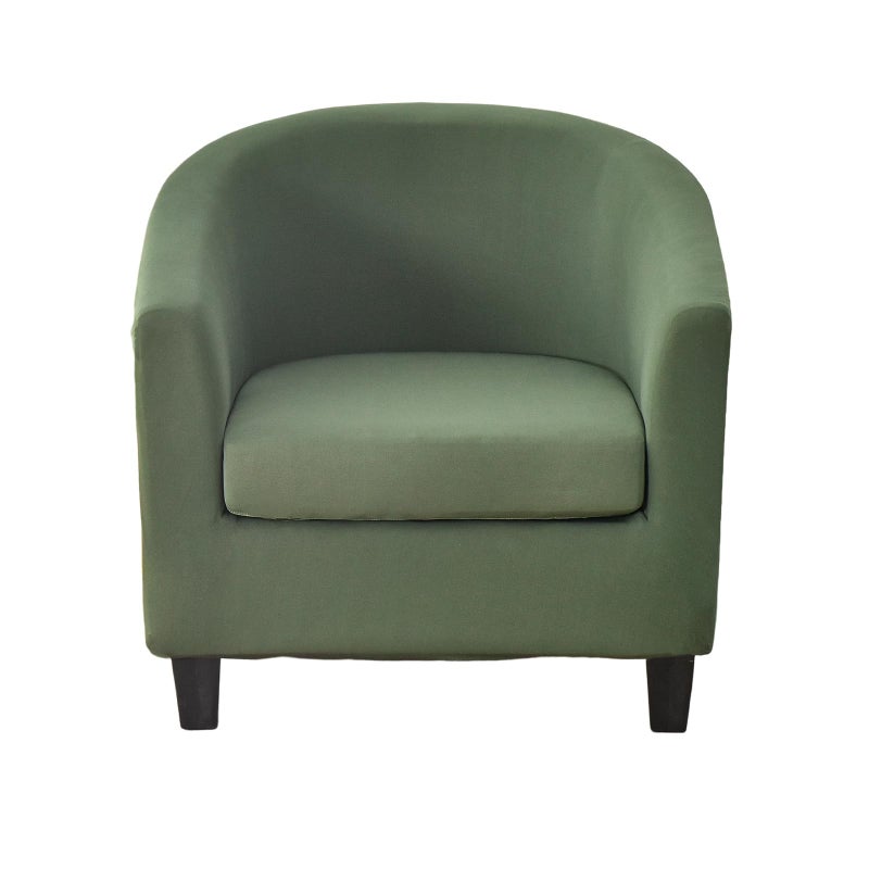 CRFATOP 2 Piece Club Chair Slipcover Stretch Barrel Chair Covers Solid Tub Chair Slipcovers Soft Armchair Covers Removable Furniture Protector Arm Chair Cover for Living Room,Green - Image 1