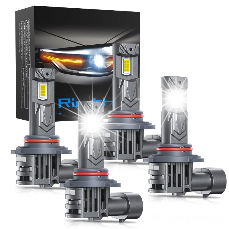 rimthin 9005 9006 Bulbs Combo, 800% Brighter High Low Beam Bulbs, Real 1:1 Mini Size with Cooling Fan, Pack of 4 - Image 1