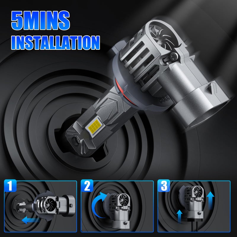 rimthin 9005 9006 Bulbs Combo, 800% Brighter High Low Beam Bulbs, Real 1:1 Mini Size with Cooling Fan, Pack of 4 - Image 3