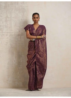 trueBrowns trueBrowns Purple Gold Lurex Ready To Wear Saree  - Image 2