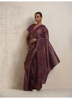 trueBrowns trueBrowns Purple Gold Lurex Ready To Wear Saree  - Image 4