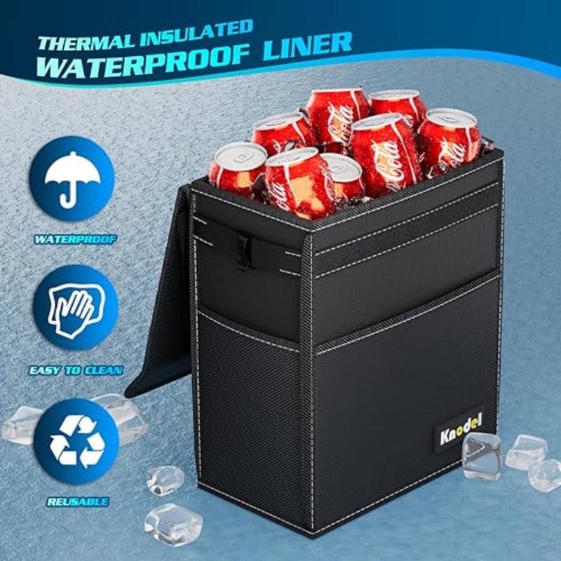 KNODEL Car Trash Can, Waterproof Car Garbage Can, Car Trash Bag with Lid, Leak-Proof Car Trash Bin, Car Trash Hanging,Black - Image 4