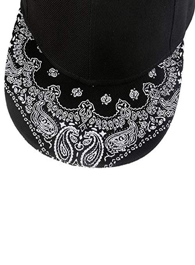 CNUSER Snapback Hats for Men Hip Hop Baseball Cap Paisley Flat Bill Brim Adjustable Black Dad Hats - Image 3