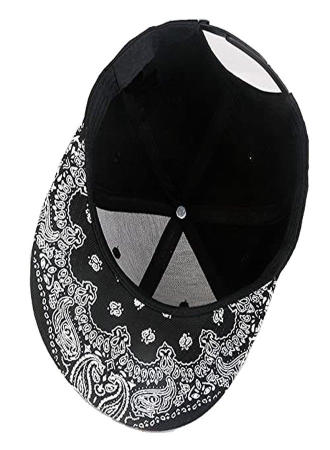 CNUSER Snapback Hats for Men Hip Hop Baseball Cap Paisley Flat Bill Brim Adjustable Black Dad Hats - Image 4