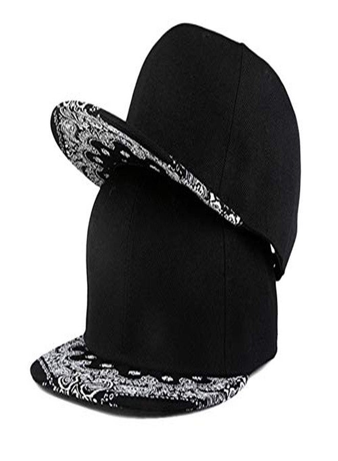 CNUSER Snapback Hats for Men Hip Hop Baseball Cap Paisley Flat Bill Brim Adjustable Black Dad Hats - Image 5