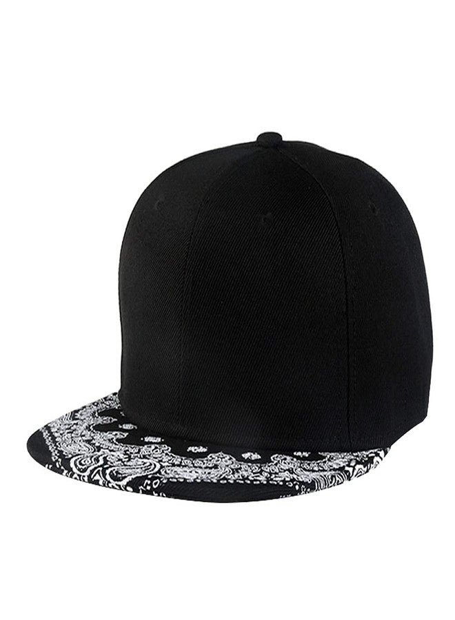 CNUSER Snapback Hats for Men Hip Hop Baseball Cap Paisley Flat Bill Brim Adjustable Black Dad Hats - Image 1