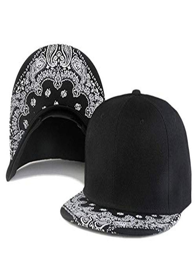CNUSER Snapback Hats for Men Hip Hop Baseball Cap Paisley Flat Bill Brim Adjustable Black Dad Hats - Image 2