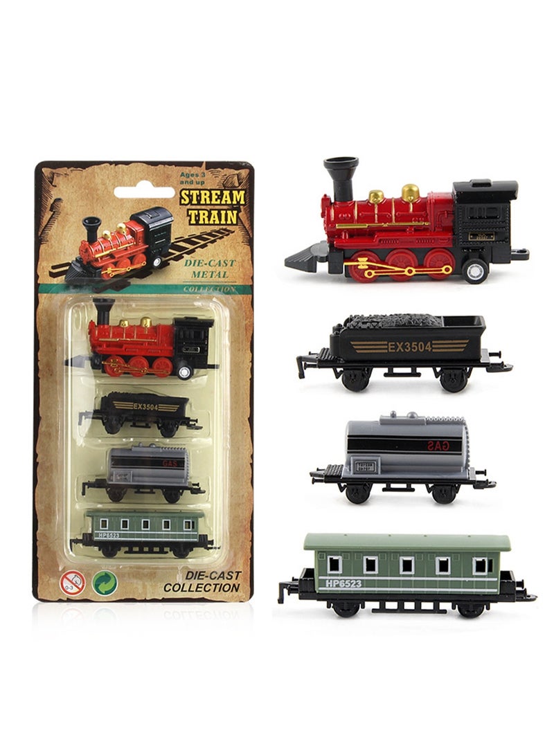 Steam Train Toy Model Retro Steam Pull Back Simulation Train Children's Toy Car Can Be Spliced ​​At Will (YL517 Red)  - Image 1