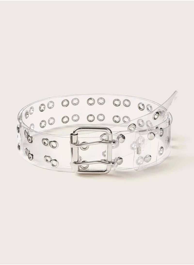 Generic Eyelet Decor Transparent Belt 