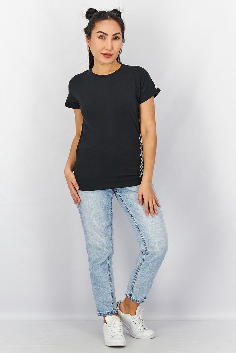 RBX Women Sportswear Fit Short Sleeve Graphic Print Training T shirt, Black - Image 2