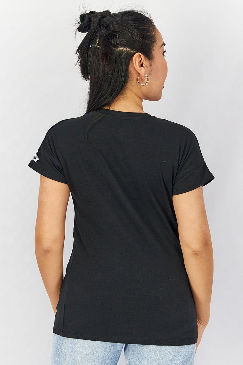 RBX Women Sportswear Fit Short Sleeve Graphic Print Training T shirt, Black - Image 4