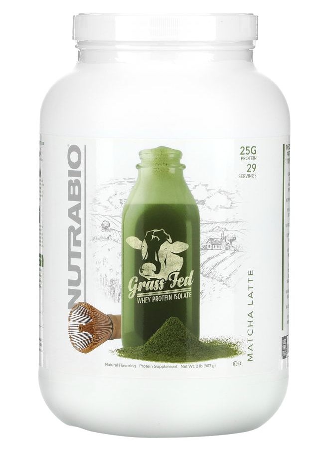 NutraBio Grass Fed Whey Protein Isolate Matcha Latte 2 lb (907 g) 