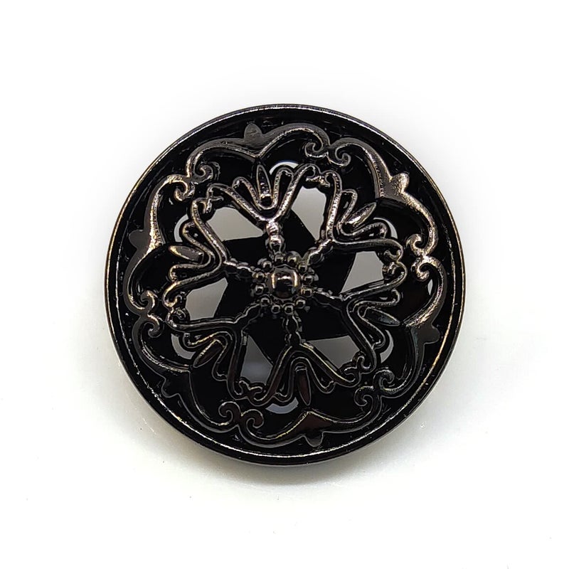 Craftisum 20 pcs Black Retro Double Layer Openwork Metal Shank Sewing Coat Buttons 25mm 1