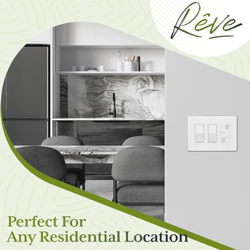 TG Screwless Decorator Wall Plates Child Safe Outlet Covers, Size 3-Gang 4.50" H x 6.30" L, Unbreakable Polycarbonate Thermoplastic, UL Listed, Glossy, White (1 Pack) - Image 4