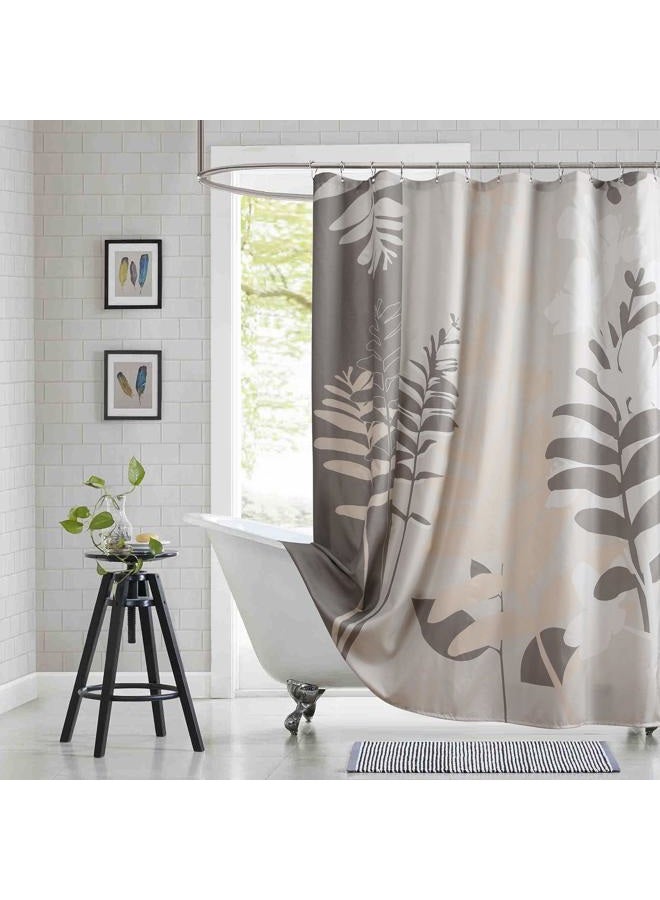 BESTRIPES Grey Shower Curtain, Gray Taupe Tropical Plant Leaf Bathroom Shower Curtains, Botanical Leaves Waterproof Fabric Shower Curtains for Bathroom, 72" W x 72" H - Image 1