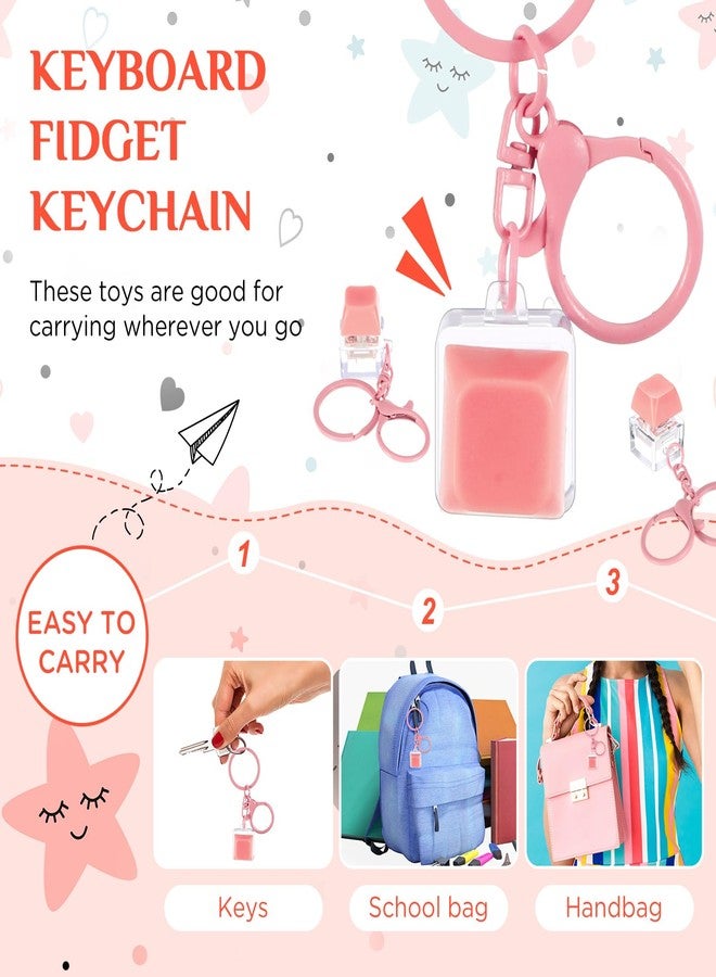 Shappy 6 Pcs Keyboard Fidget Toys, Fidget Keychain, Fidget Keyboard Clicker Keychain Gift, Keychain Button Stress Relief Gifts for Adult Office Home School, ADHD Toy, Cool Fidgets(Pink) - Image 5