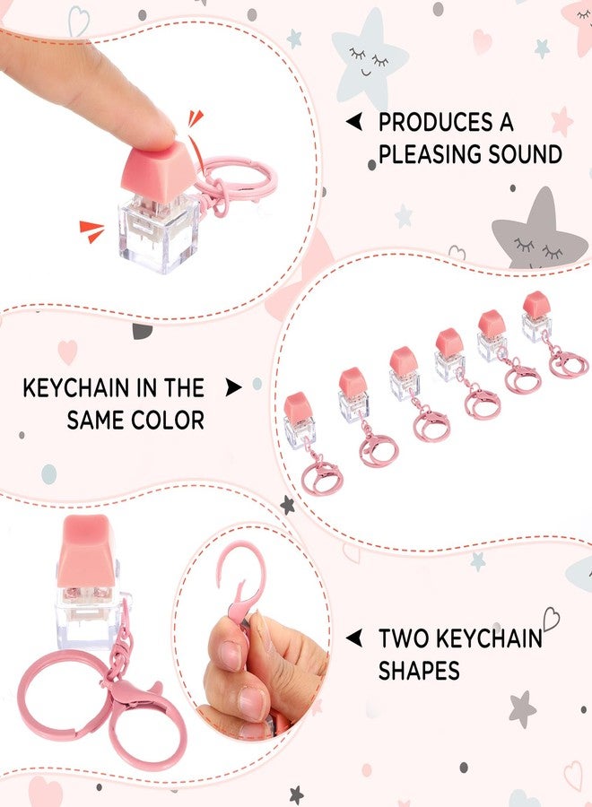Shappy 6 Pcs Keyboard Fidget Toys, Fidget Keychain, Fidget Keyboard Clicker Keychain Gift, Keychain Button Stress Relief Gifts for Adult Office Home School, ADHD Toy, Cool Fidgets(Pink) - Image 4
